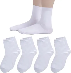 4 Pack Kids Crew Socks Youth Girls Boys Soft Cotton Seamless Toe Socks for School Uniform Dress