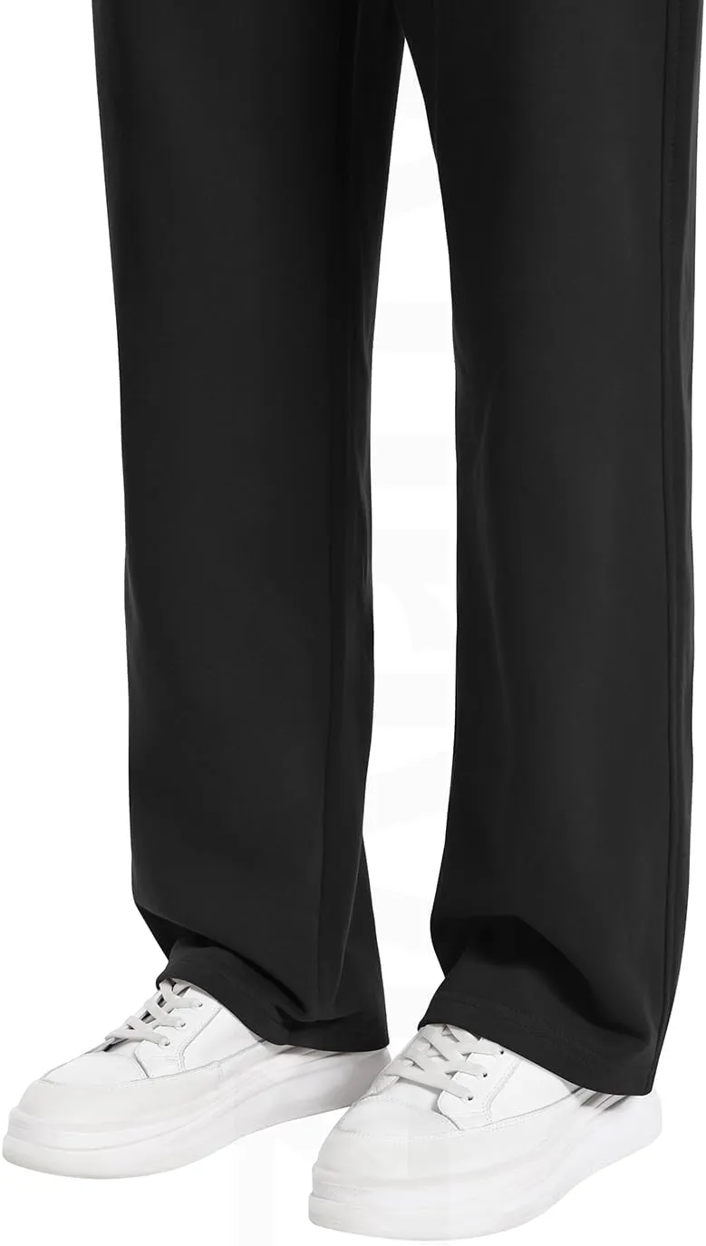 Auriviz Widen Waistband Sweat Pants for Women Exposed Pockets Lounge Sweatpants Straight Leg Pants 29 Inseam
