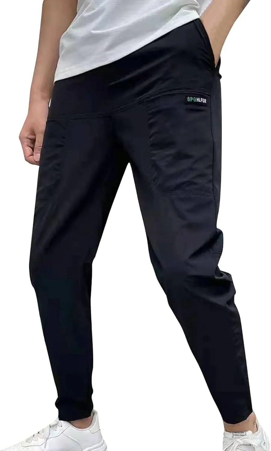 Cargo Joggers for Men Elastic Waist Stretch Lightweight Hiking Sweatpants Summer Casual Sports Trousers with Pockets