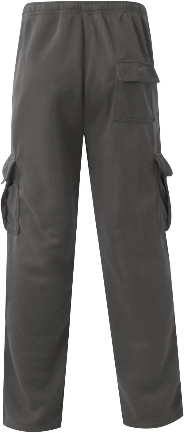 Casual Cargo Sweatpants for Men Plus Size Drawstring Waist Open Bottom Sweatpants Baggy Lounge Pants with Pockets