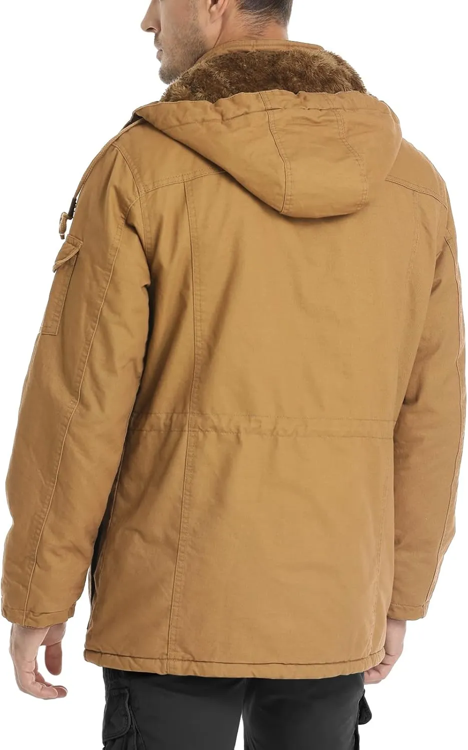 CHEXPEL Men's Thick Winter Jackets with Hood Fleece Lining Cotton Military Jackets Work Coats with Cargo Pockets Outwear