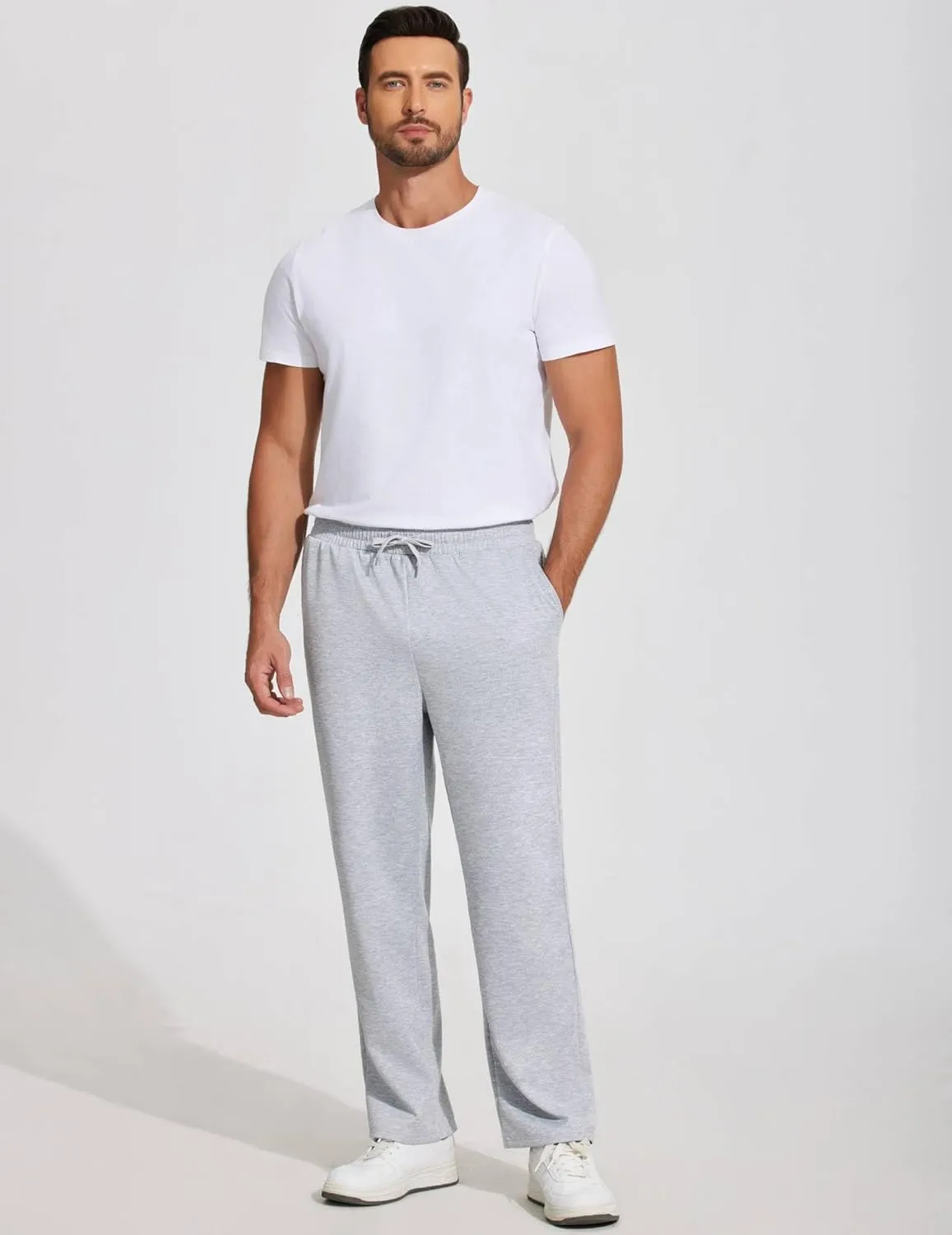 COOFANDY Men Jogger Yoga Sweatpants Casual Athletic Elastic Waist Pants Open Bottom Trouser Jersey Knit Pants with Pockets