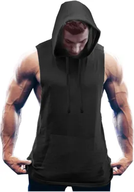 COOFANDY Men's Workout Hooded Tank Tops Bodybuilding Muscle Cut Off T Shirt Sleeveless Gym Hoodies