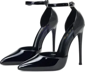 Elisabet Tang High Heels, Women Pumps D'Orsay Ankle Strap Pointed Toe Stiletto Heels Party Wedding Shoes
