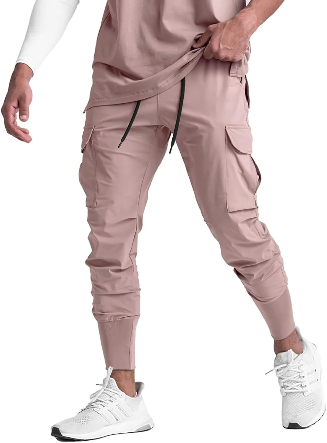 GINTPK Men Cargo Jogger Lightweight Tapered Hiking Pants Sport Running Quick Dry Sweatpants for Training