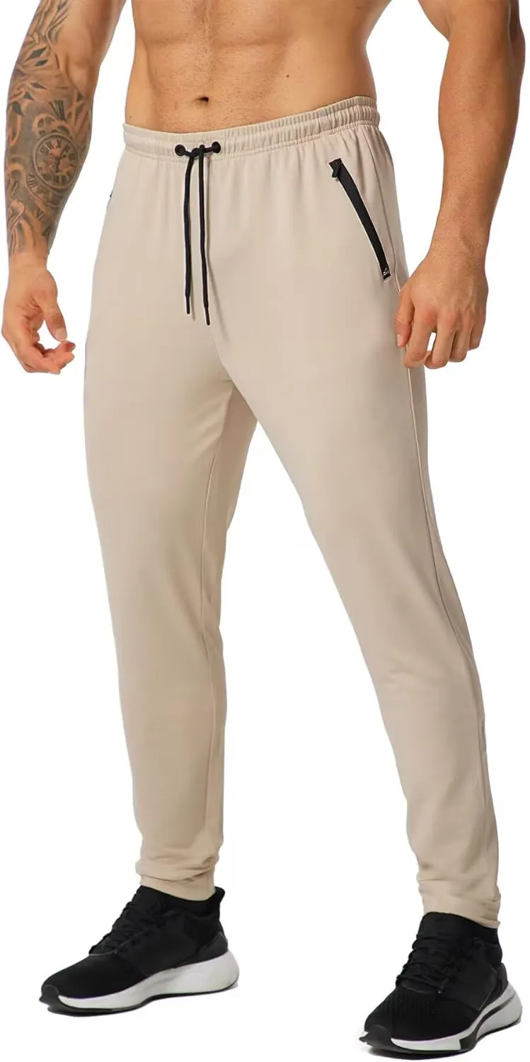 GYMELITE Men's Gym Sweatpants Workout Joggers Active Athletic Jogger Pants with Zipper Pockets Casual Running Track Pants