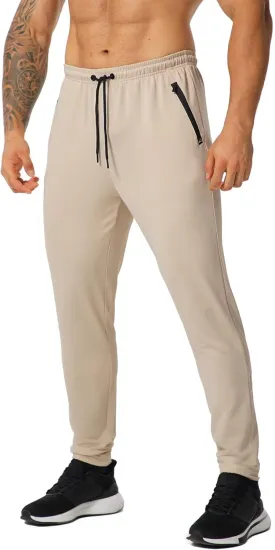 GYMELITE Men's Gym Sweatpants Workout Joggers Active Athletic Jogger Pants with Zipper Pockets Casual Running Track Pants