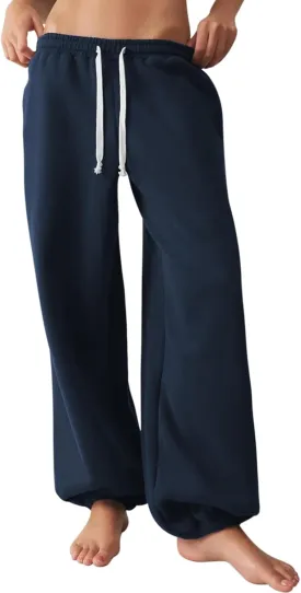 HeSaYep Sweatpants for Women Baggy Drawstring Waisted Cinch Bottom Casual Loose Sweat Pants with Pockets
