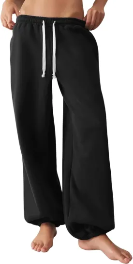 HeSaYep Sweatpants for Women Baggy Drawstring Waisted Cinch Bottom Casual Loose Sweat Pants with Pockets