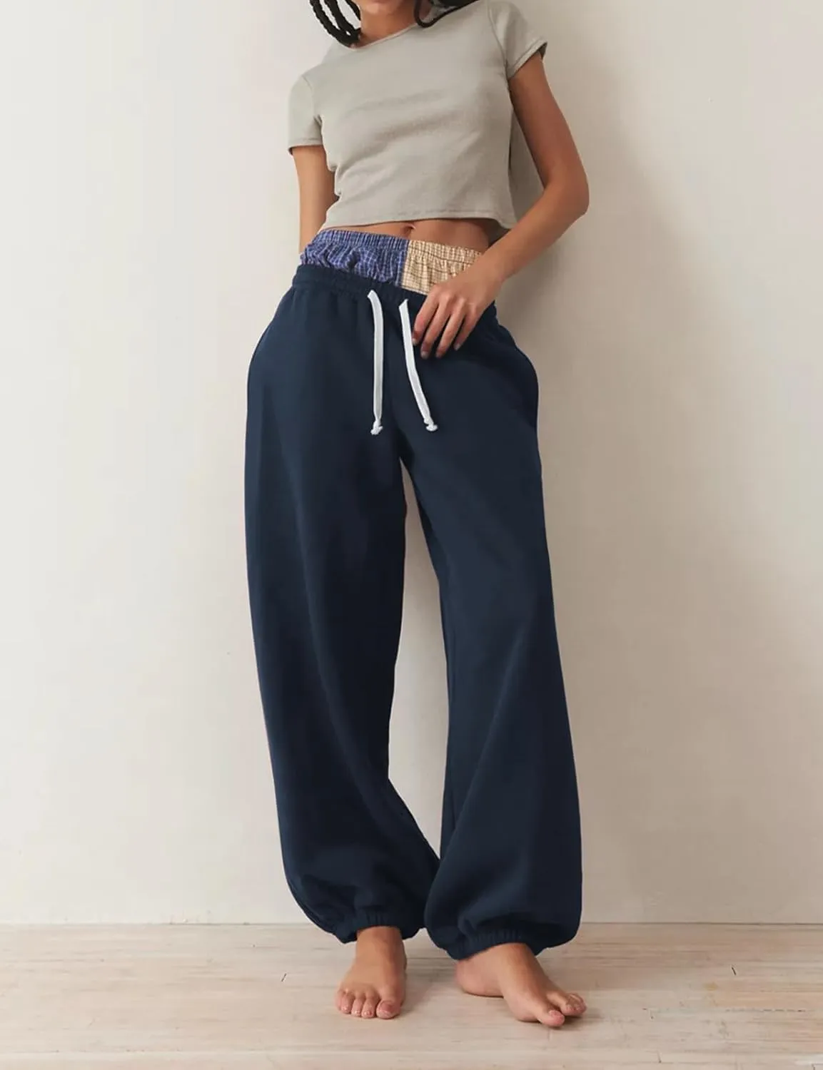 HeSaYep Sweatpants for Women Baggy Drawstring Waisted Cinch Bottom Casual Loose Sweat Pants with Pockets