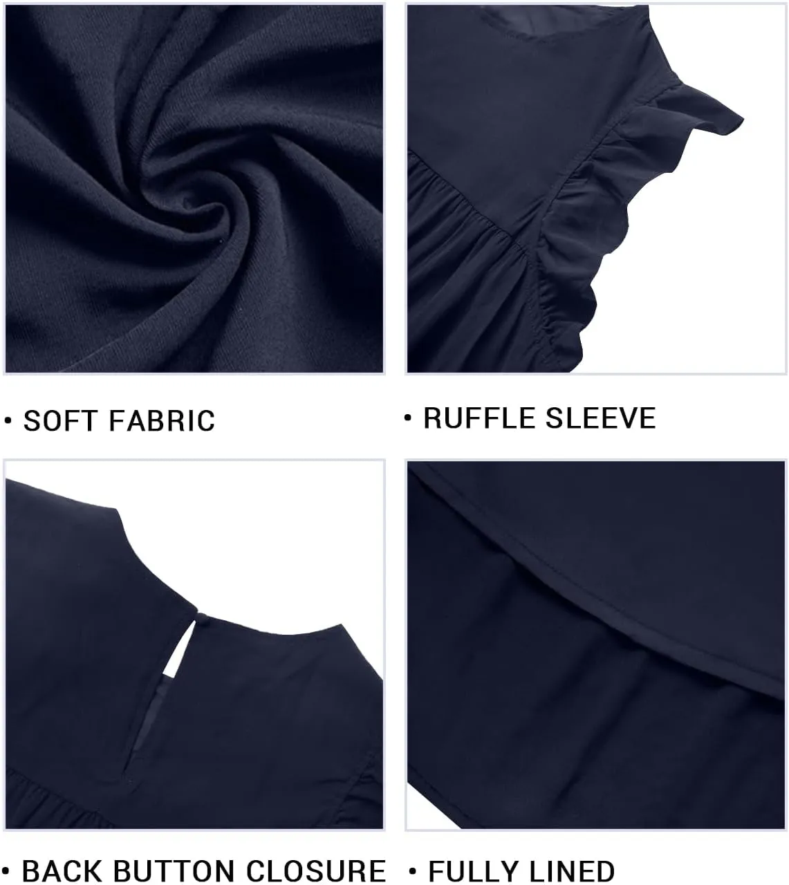 Holipick Women's Plus Size Summer Dresses Casual Short Dress Babydoll Ruffle Sleeve Swing Flowy Sleeveless Tunic Dress