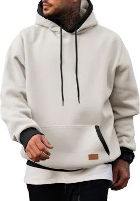 JMIERR Men's Cotton Casual Hoodies Sweatshirts Fashion Long Sleeve Drawstring Fleece Pullover Hoodie with Pockets