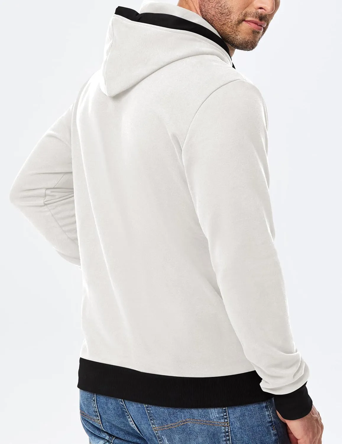 JMIERR Men's Cotton Casual Hoodies Sweatshirts Fashion Long Sleeve Drawstring Fleece Pullover Hoodie with Pockets