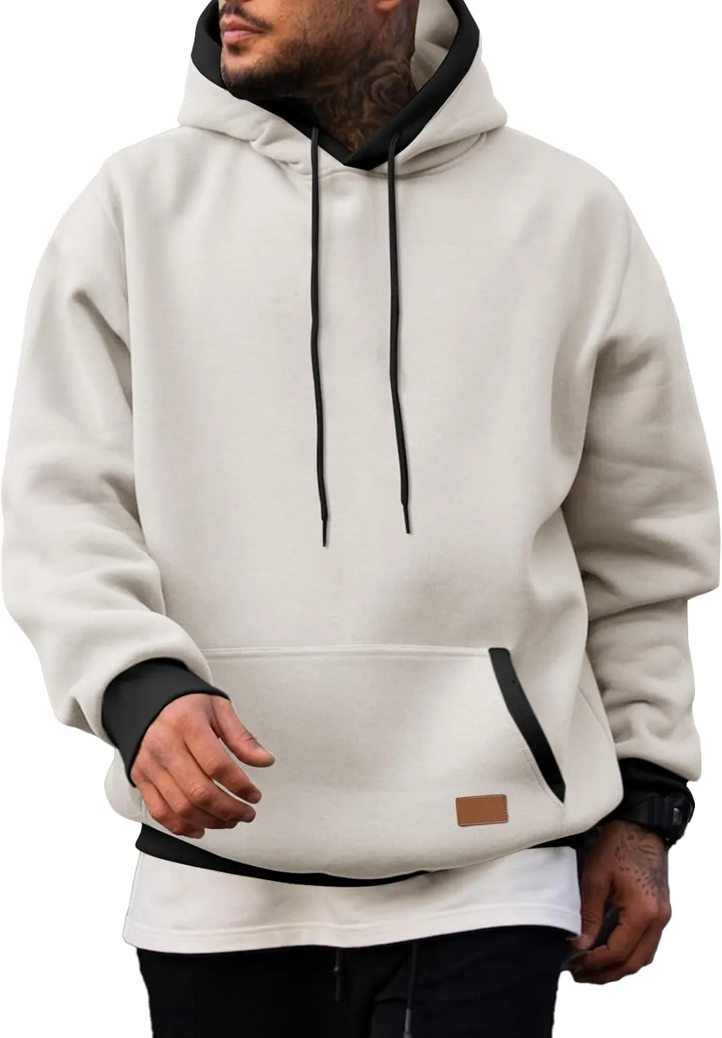 JMIERR Men's Cotton Casual Hoodies Sweatshirts Fashion Long Sleeve Drawstring Fleece Pullover Hoodie with Pockets