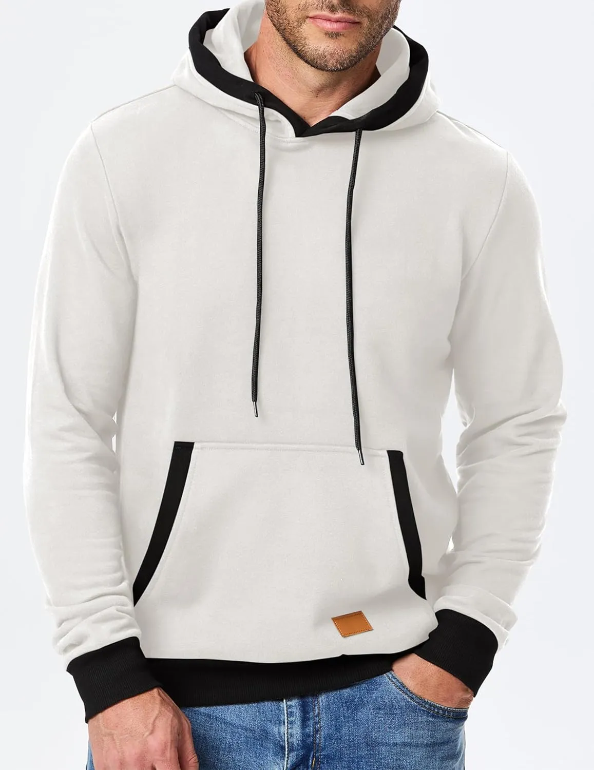 JMIERR Men's Cotton Casual Hoodies Sweatshirts Fashion Long Sleeve Drawstring Fleece Pullover Hoodie with Pockets