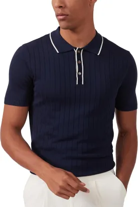 Kallspin Men's Vintage Knitted Polo Shirt Short Sleeve Solid Collared Golf Shirts with Button