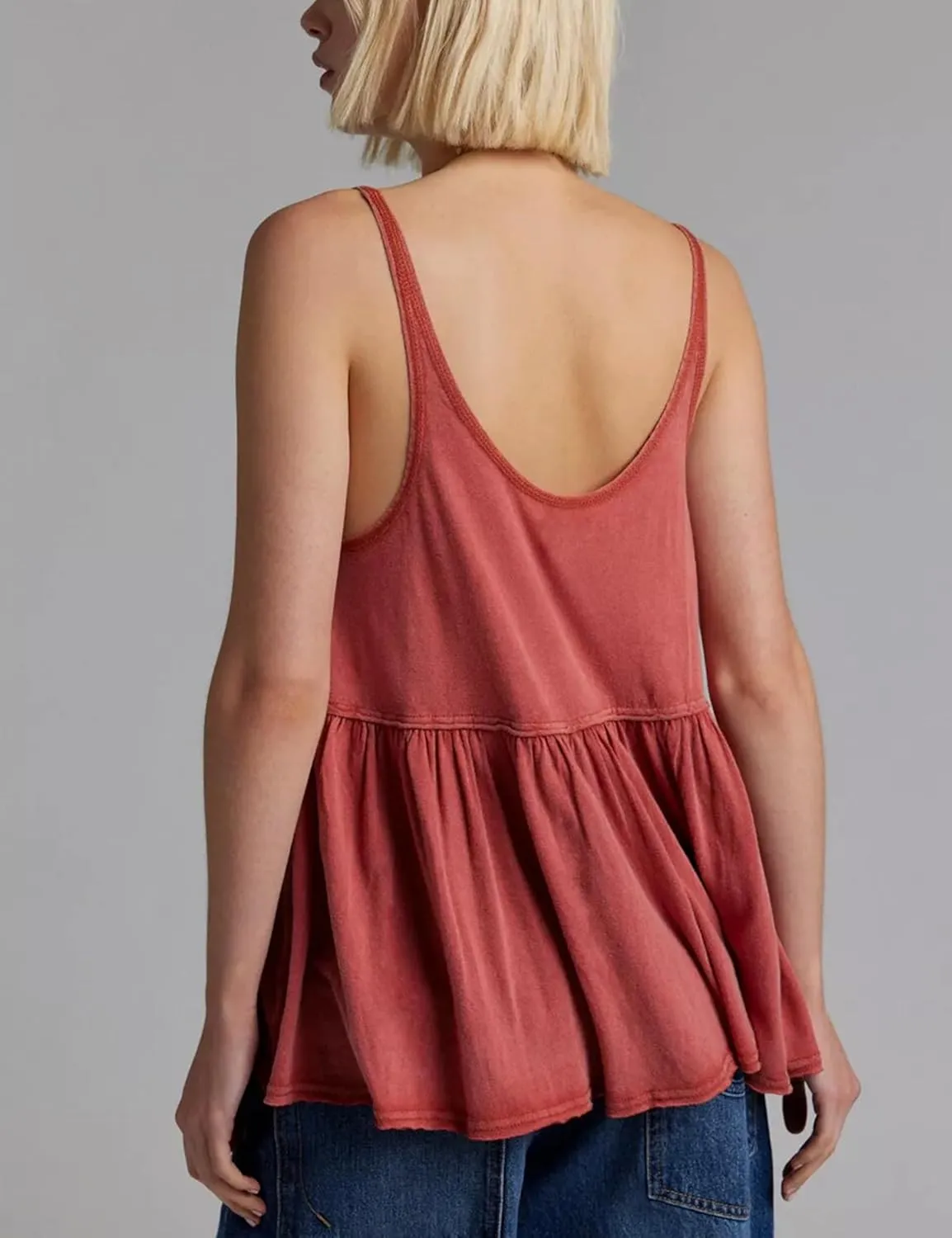 Lumister Womens Cute Babydoll Tops Sleeveless Ruffle Strap Causal T Shirts Tank Summer Tops 2025