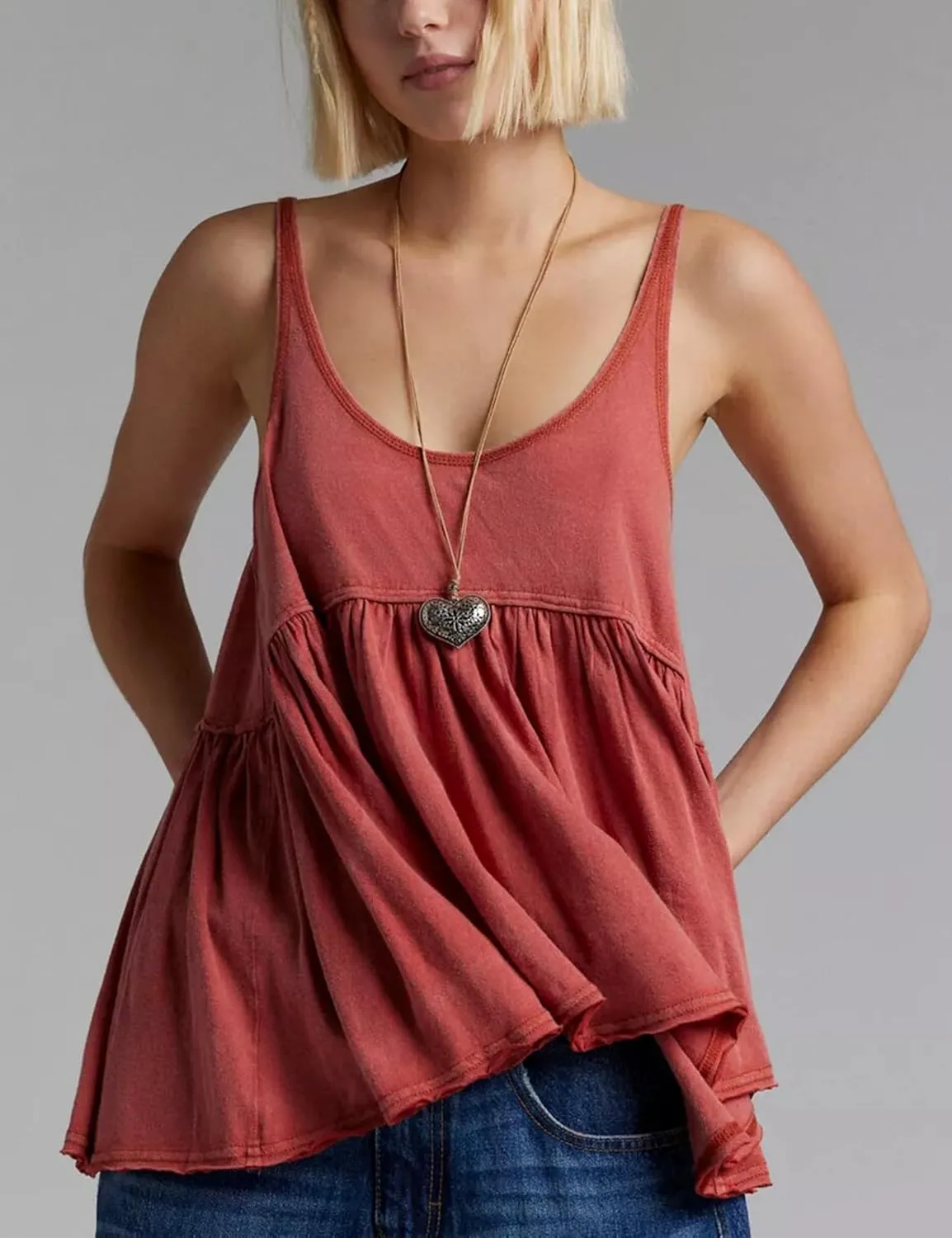 Lumister Womens Cute Babydoll Tops Sleeveless Ruffle Strap Causal T Shirts Tank Summer Tops 2025