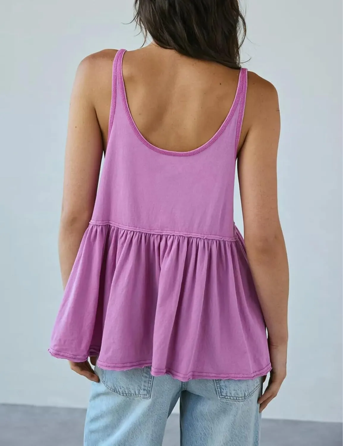 Lumister Womens Cute Babydoll Tops Sleeveless Ruffle Strap Causal T Shirts Tank Summer Tops 2025