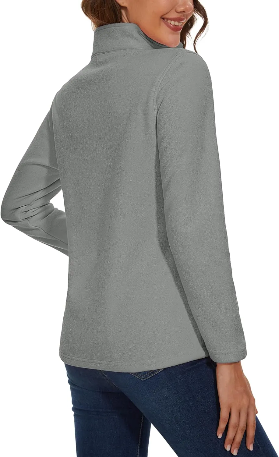 MAGCOMSEN Women's Quarter Zip Pullover Polar Fleece Sweatshirts Lightweight Stand-Collar Jacket Warm Tops