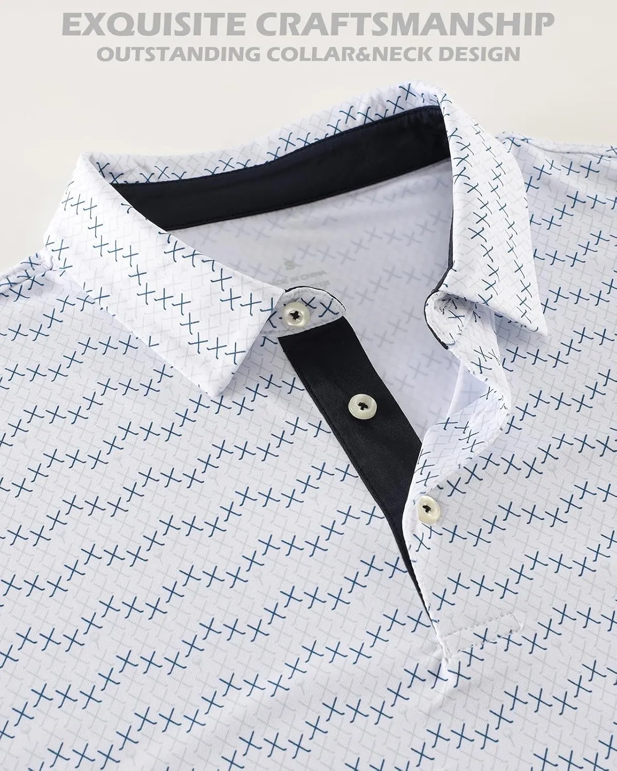 Men's Golf Polo Shirts Short Sleeve Moisture Wicking Quick Dry Fit Business Casual Performance Sports Shirt