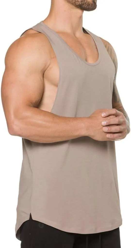 Men's Muscle Gym Workout Stringer Tank Tops Bodybuilding Fitness T-Shirts T01