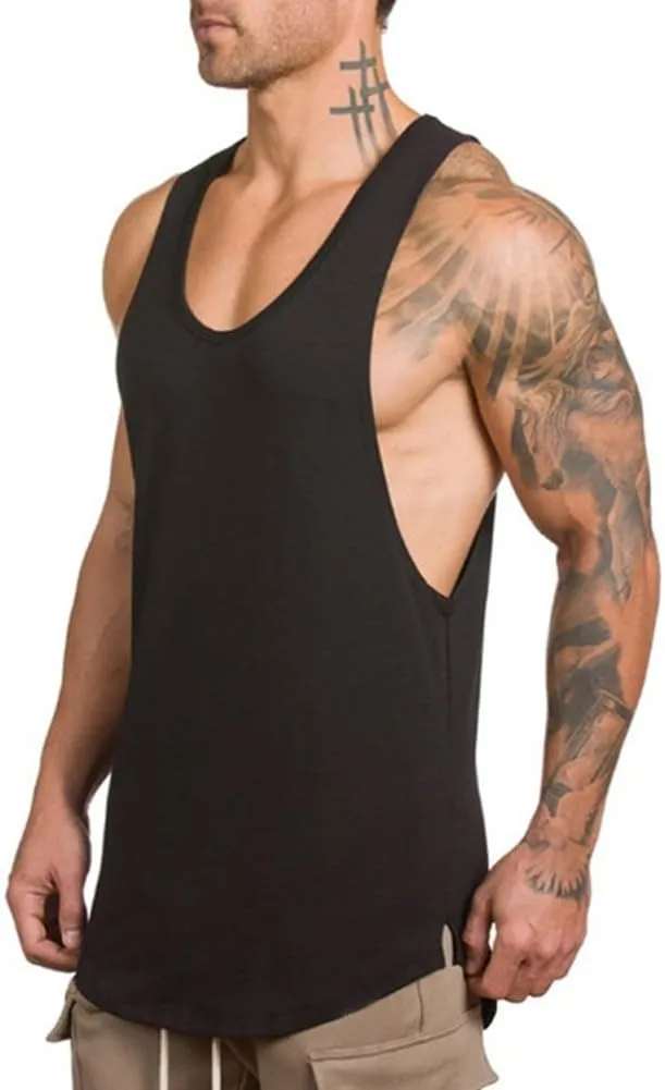 Men's Muscle Gym Workout Stringer Tank Tops Bodybuilding Fitness T-Shirts T01