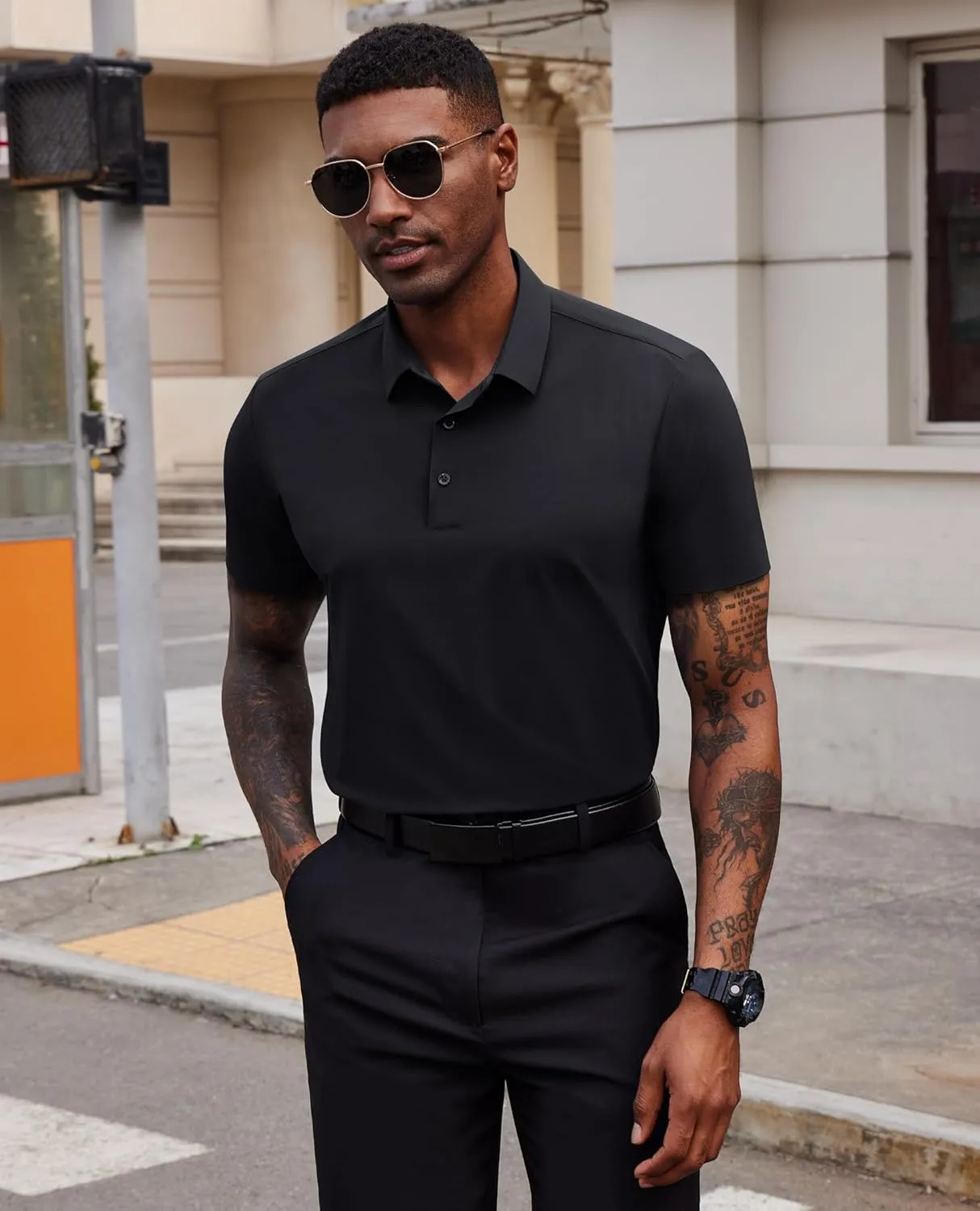 Mens Polo Shirts Short Sleeve Stretch Golf Polo Shirts Dry Fit Polo T Shirts for Men Golf Shirts Tennis Polo
