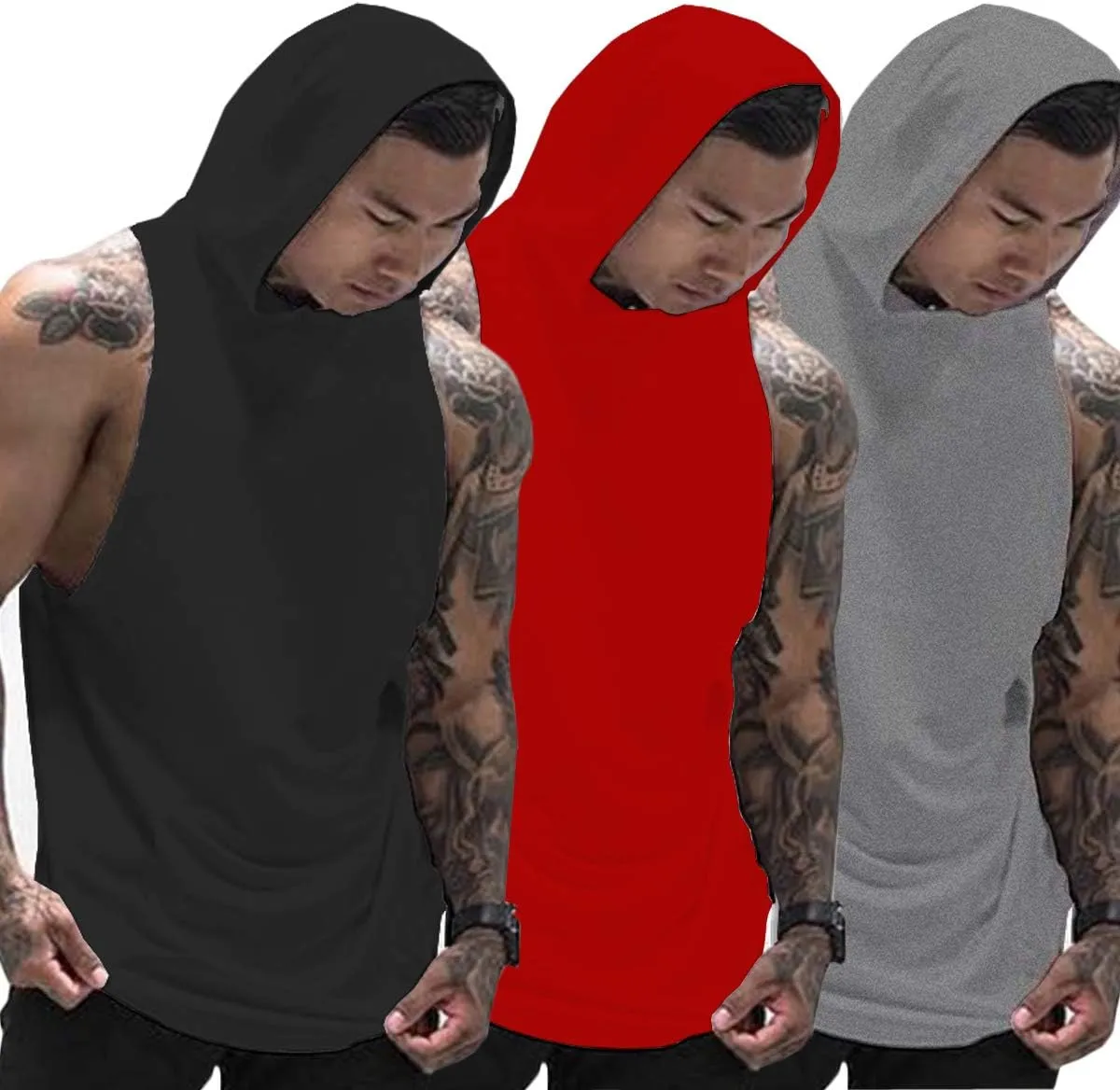 Muscle Killer 1 or 3 Pack Men's Workout Hooded Tank Tops Bodybuilding Muscle Cut Off T Shirt Sleeveless Gym Hoodies