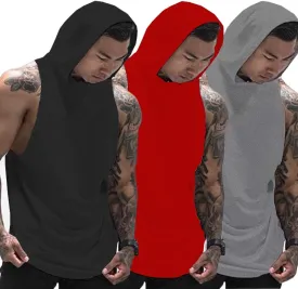 Muscle Killer 1 or 3 Pack Men's Workout Hooded Tank Tops Bodybuilding Muscle Cut Off T Shirt Sleeveless Gym Hoodies