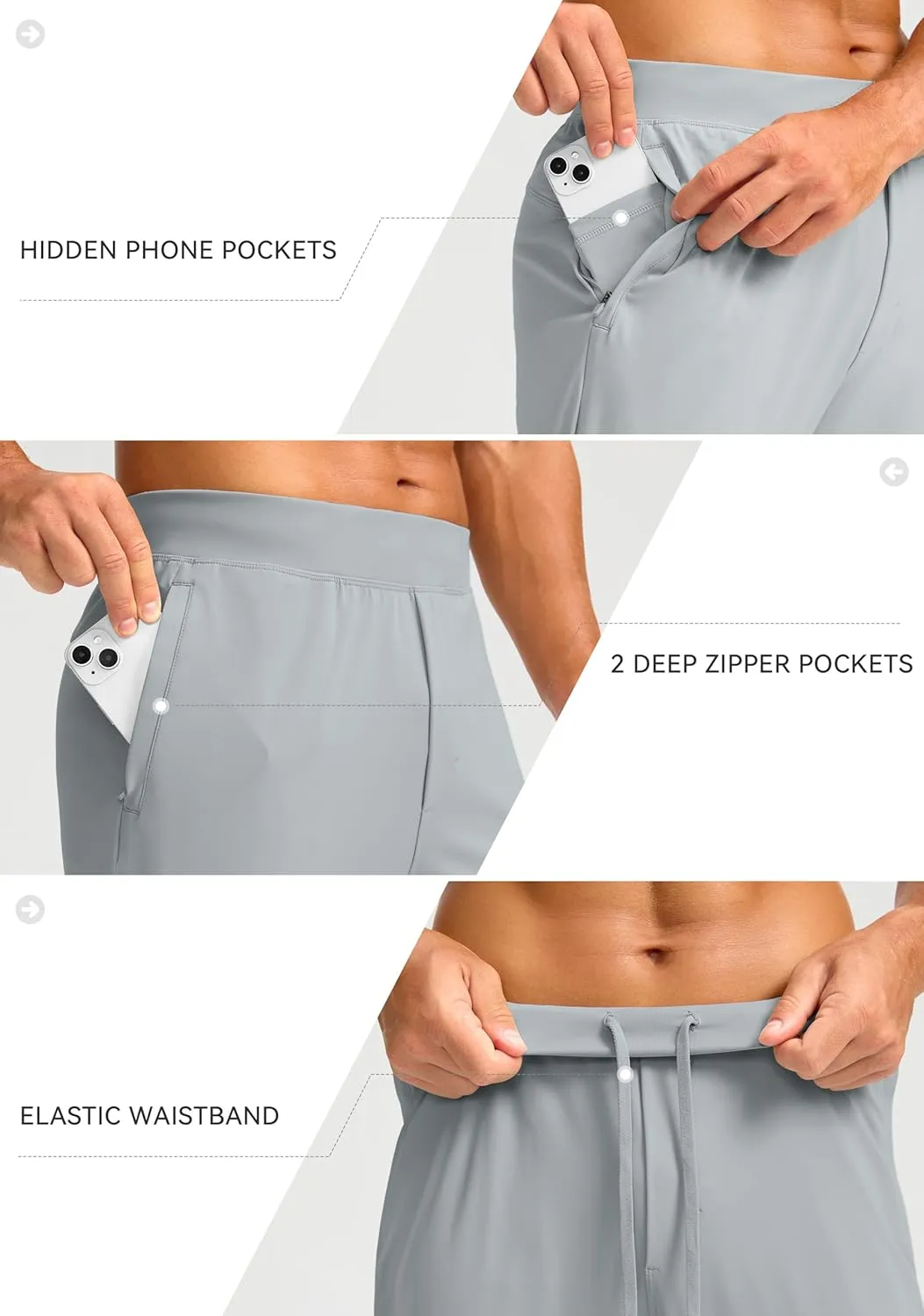 Soothfeel Men's Joggers with Zipper Pockets Golf Joggers Lightweight Sweatpants Athletic Workout Pants for Men Track