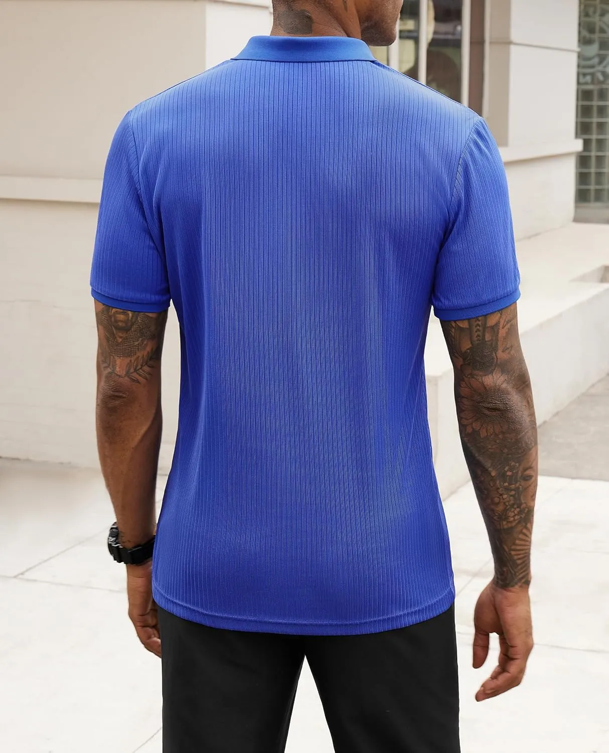 Stretch Polo Shirts for Men Short Sleeve Golf Polo Shirts Slim Polo T-Shirts for Men Golf Shirts Tennis Polo