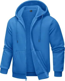 TACVASEN Mens Zip Up Hoodie Fleece Lined Hoodie Jacket Men Full Zip Sweatshirts Outdoor Thermal Athletic Hoodies