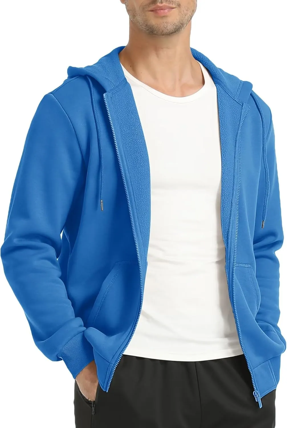 TACVASEN Mens Zip Up Hoodie Fleece Lined Hoodie Jacket Men Full Zip Sweatshirts Outdoor Thermal Athletic Hoodies