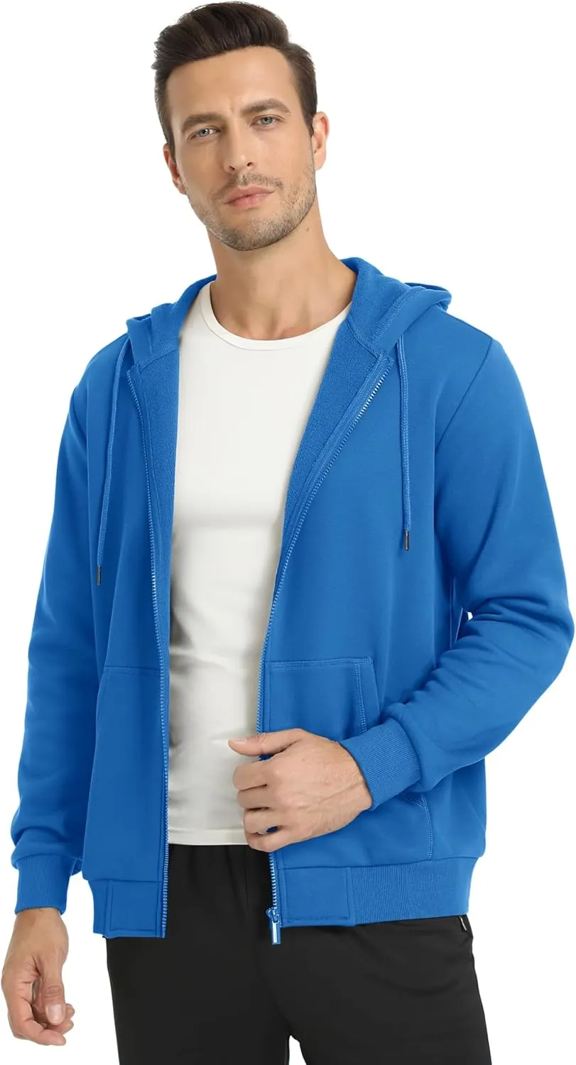 TACVASEN Mens Zip Up Hoodie Fleece Lined Hoodie Jacket Men Full Zip Sweatshirts Outdoor Thermal Athletic Hoodies