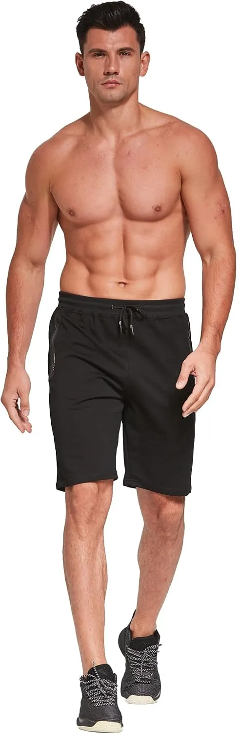 Tansozer Mens Athletic Shorts with Zip Pockets