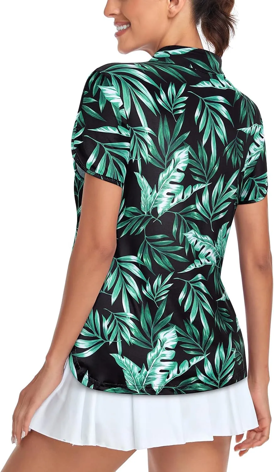 Viracy Women's Golf Shirts Short Sleeve Side Splits Loose Fitting 1/4 Zip Up Polo Shirt UV Protection Fast Dry Athletic Tops