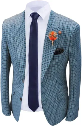 Wangyue Mens Houndstooth Plaid Blazer Casual Sports Coat Slim Fit Checkered Jacket Wedding Prom Blazer Coats Jackets