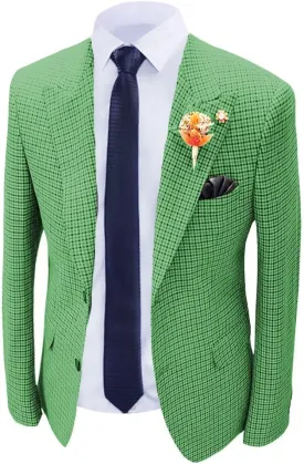 Wangyue Mens Houndstooth Plaid Blazer Casual Sports Coat Slim Fit Checkered Jacket Wedding Prom Blazer Coats Jackets