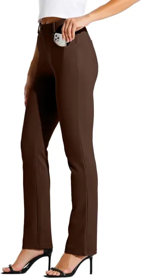 Willit Women's Yoga Dress Pants Straight Leg Work Slacks Stretchy Office Casual Pants 4 Pockets Belt Loops 29''/31''/33''