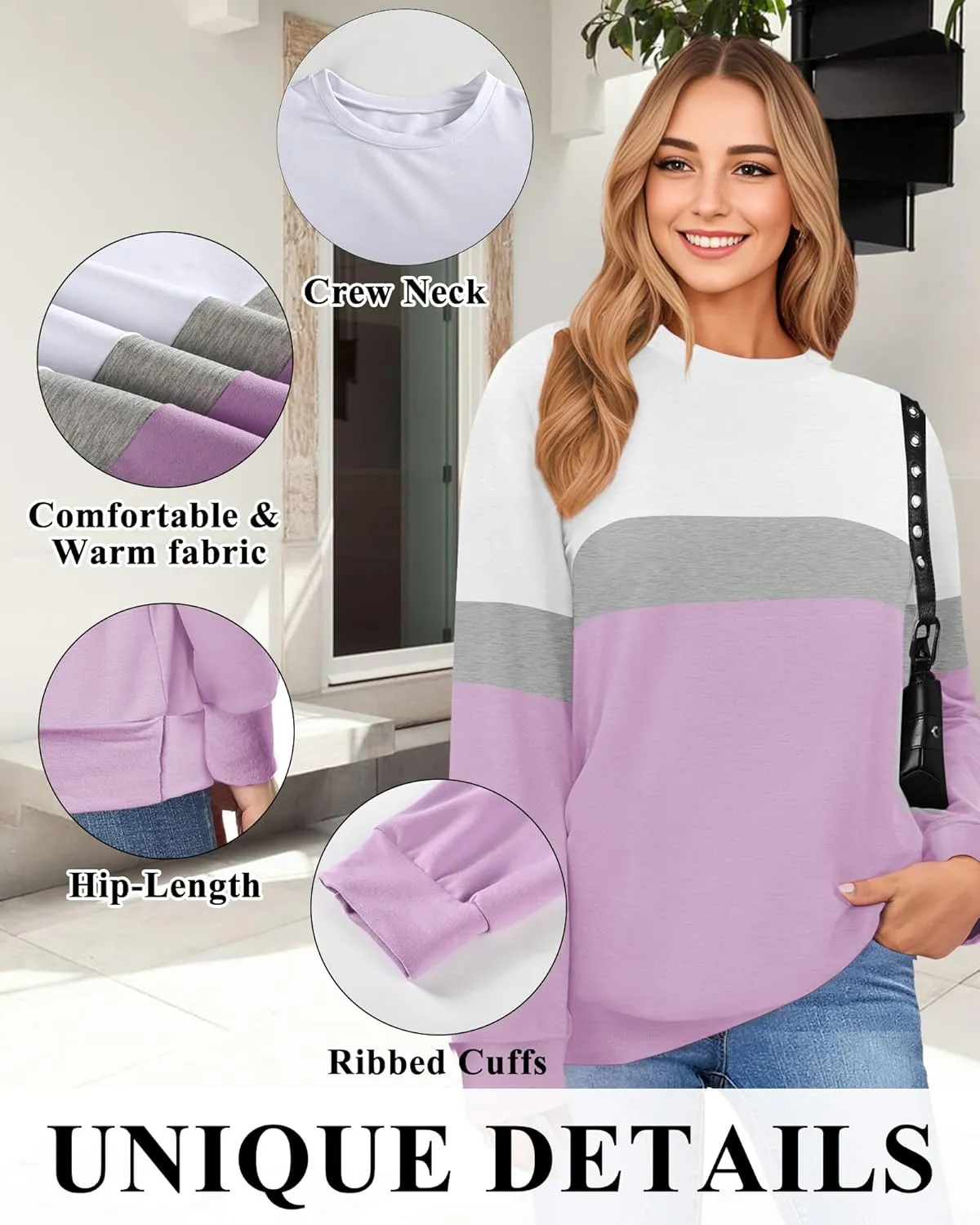 Women Sweatshirt, Casual Crewneck Sweatshirts for Women Loose Fit Long Sleeve Pullover Tops Cute Soft Shirt