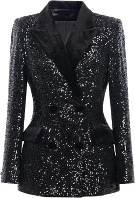 Women's Blazer Jackets,Sequin Velvet Stretchy Business Sports Coat Long Sleeve Outdoor Trench
