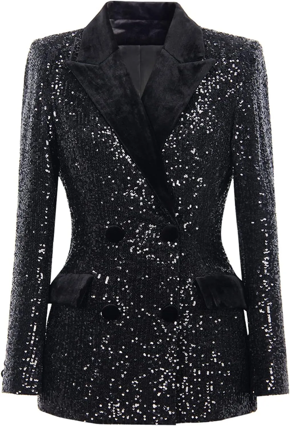 Women's Blazer Jackets,Sequin Velvet Stretchy Business Sports Coat Long Sleeve Outdoor Trench