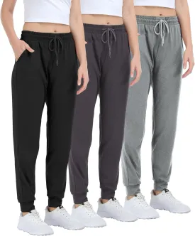 Women's Joggers with Pockets,Women Sweatpants for Loung Yoga Workout Running Casual Pants 3PACK