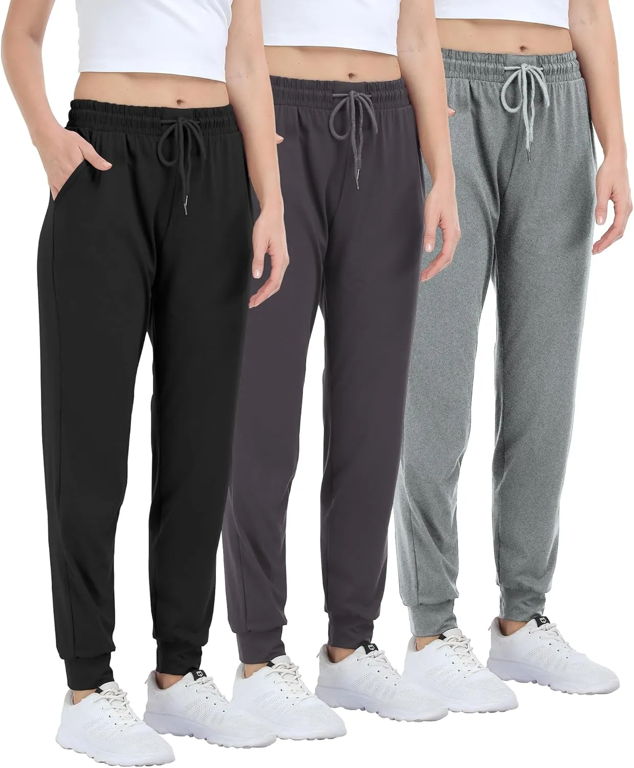 Women's Joggers with Pockets,Women Sweatpants for Loung Yoga Workout Running Casual Pants 3PACK